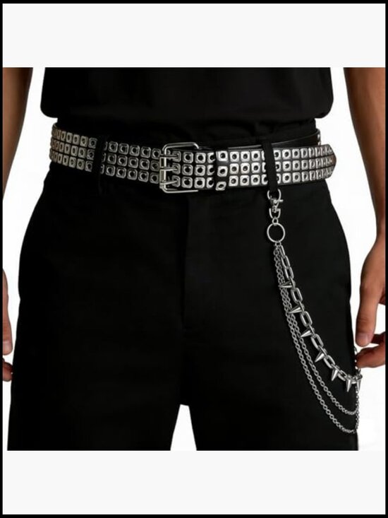 Studded Belt Y2K Spiked Chain Riveted Leather Punk Gothic Waistband